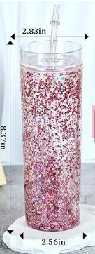 16 oz Acrylic Skinny Snowglobe Glitter Cup