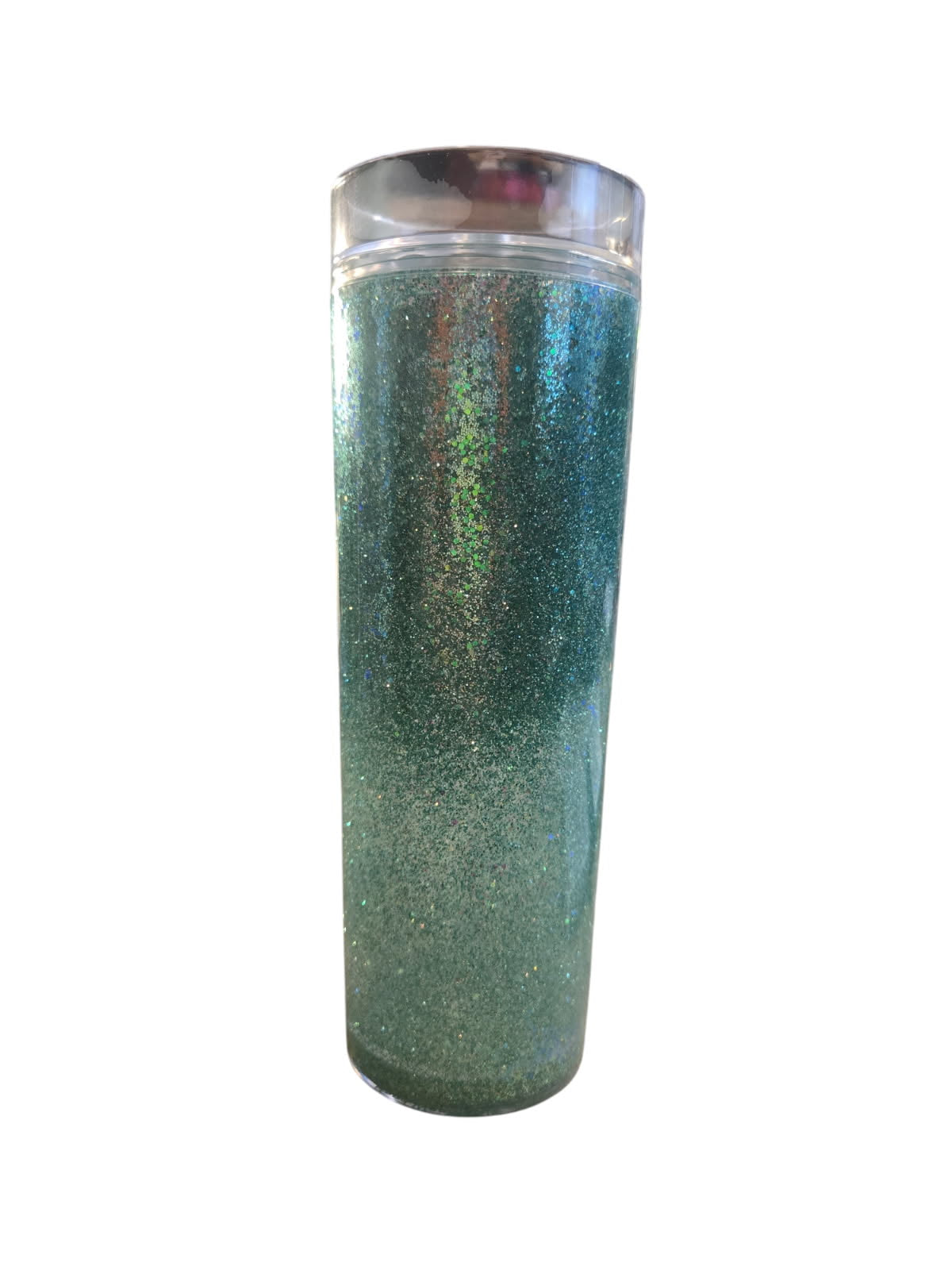 16 oz Skinny Acrylic Glitter - Minty Teal