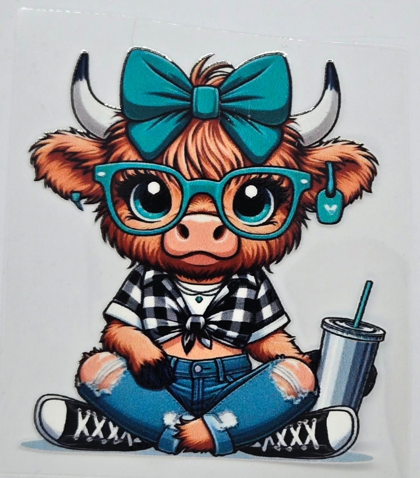 Teal Bow Cow