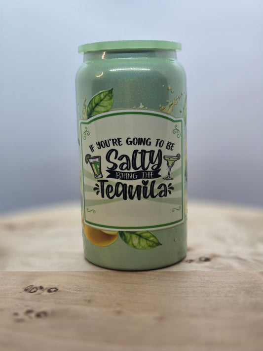 16 oz Green Shimmer Stainless Steel Tumbler Salty - Ready to Ship